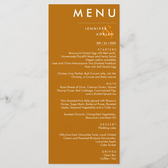 Elegant Classic Wedding Menu (Back)