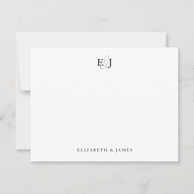 Elegant Classic Wedding Monogram Thank You Card (Front)