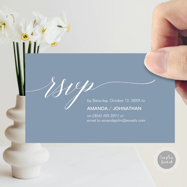 Elegant Classic Wedding, Party Invitation RSVP (Elegant Classic Wedding, Party Invitation RSVP Enclosed Card, in Dusty Blue)