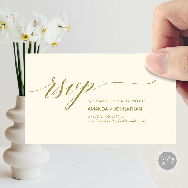 Elegant Classic Wedding, Party Invitation RSVP (Elegant Classic Wedding, Party Invitation RSVP Enclosed Card, in Gold)