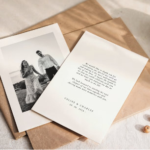 Elegant Classic Wedding Photo Thank You Card