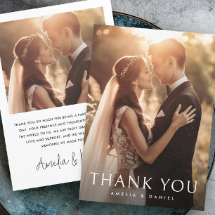 Elegant classic wedding photo thank you card