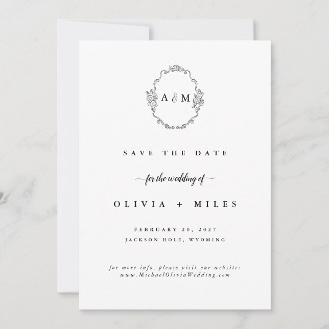 Elegant Classic Wedding Save the Date (Front)