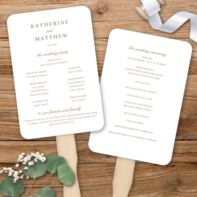 Elegant Classic Wheat Wedding Ceremony Program Hand Fan (Elegant Classic Wheat Wedding Ceremony Program Hand Fan)