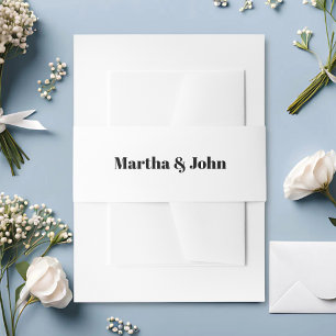 Elegant Classic White & Black Wedding Invitation Belly Band