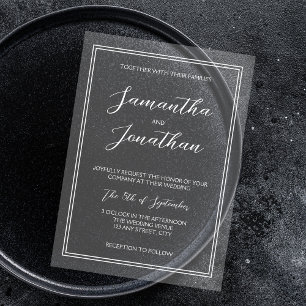 Elegant Classic White Calligraphy Script Wedding Acrylic Invitations