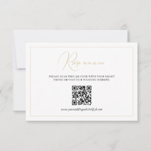 Elegant Classic White Gold Wedding RSVP Card
