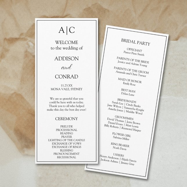  Elegant Classic White Monogram Wedding Programme (Creator Uploaded)