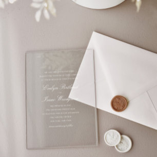 Elegant Classic White Script Wedding Acrylic Invitations