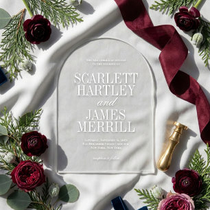 Elegant Classic White Wedding Acrylic Invitations