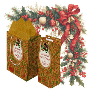 Elegant Classic William Morris Personalized Wine Gift Bag