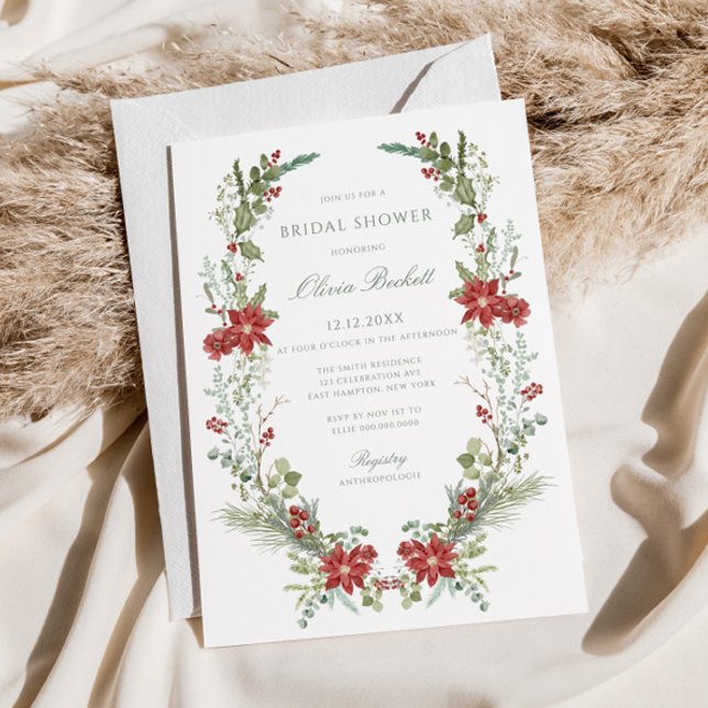 Elegant Classic Winter Greenery Bridal Shower Invitation (Creator Uploaded)