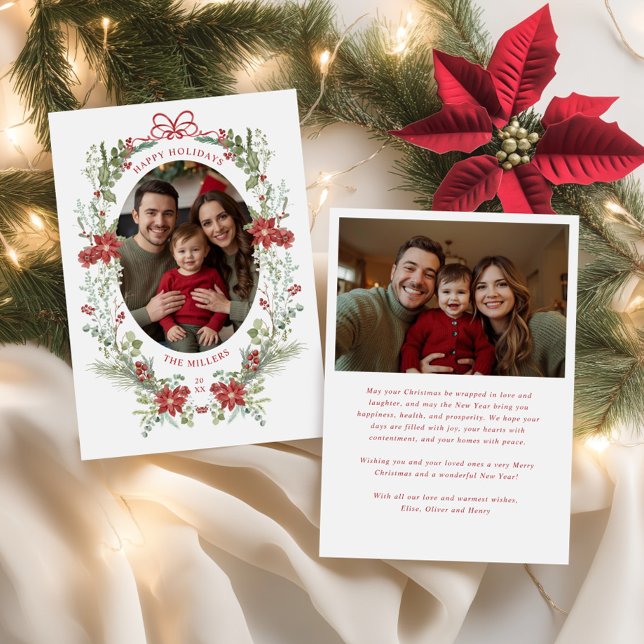 Elegant Classic Winter Greenery  Holiday Card (Creator Uploaded)