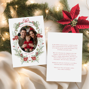 Elegant Classic Winter Greenery  Holiday Card