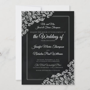 Elegant Classic With Floral Ornaments for Wedding Invitation