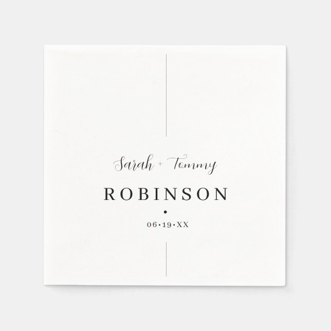 Elegant Classic with Stripes Wedding Napkin (Front)