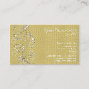 Elegant, classic yellow swirl floral business card