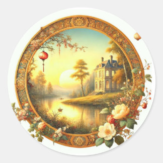 Elegant Classical Aesthetic – Timeless Beauty in A Classic Round Sticker