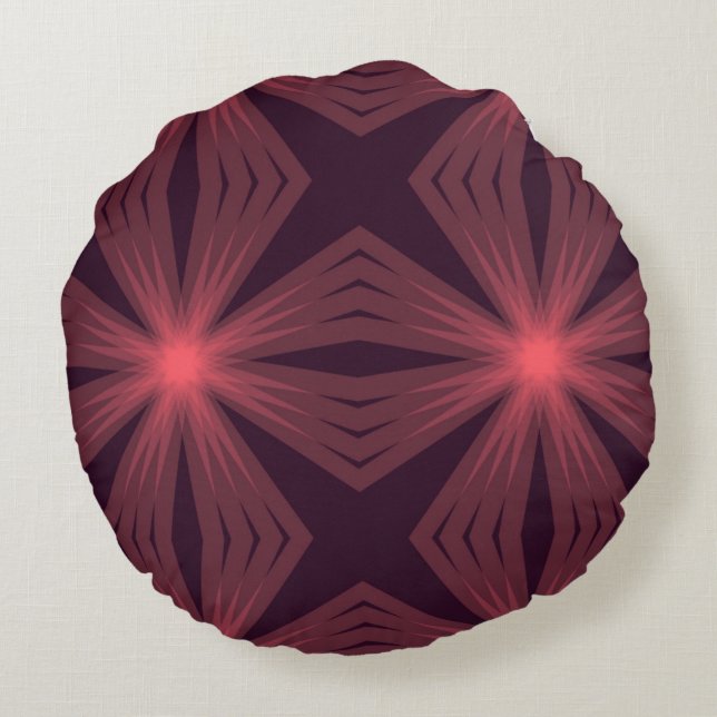 Elegant classical retro style geometric flower art round cushion (Back)