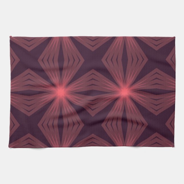 Elegant classical retro style geometric flower art tea towel (Horizontal)