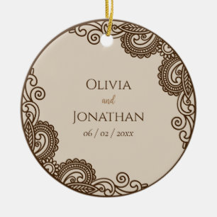 Elegant Classy Beige ornate Wedding Ceramic Tree Decoration