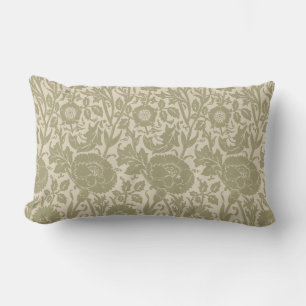 Elegant Classy Beige Taupe Floral Pattern Lumbar Cushion