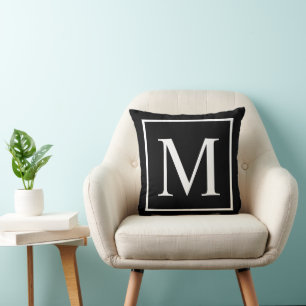 Elegant Classy Black Customise monogram Cushion