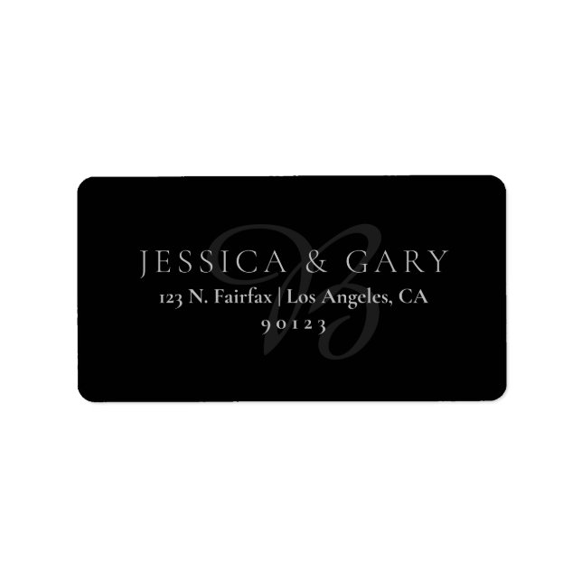 Elegant Classy Black & Grey Return Address Label (Front)