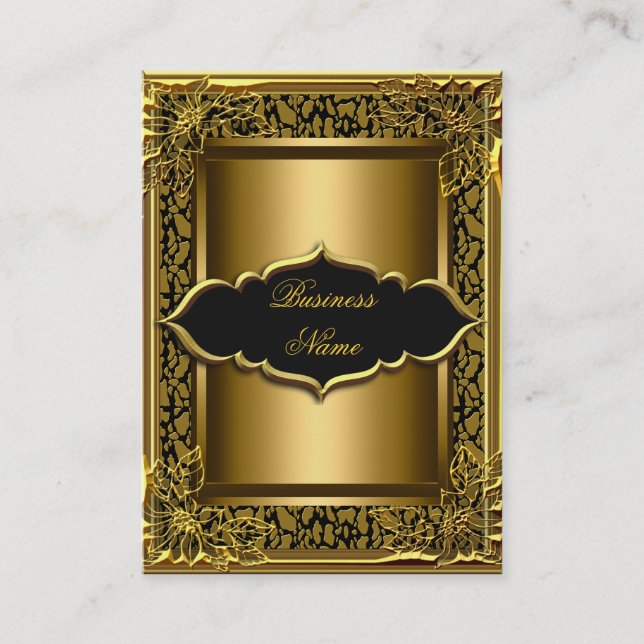 Elegant Classy Black Old Gold Business Card (Front)