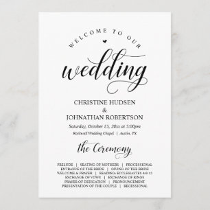 Elegant Classy, Black script, Wedding Ceremony Programme