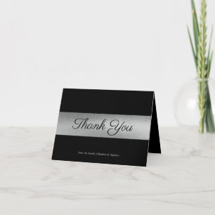 Elegant Classy Black Silver Bereavement Thank You Card