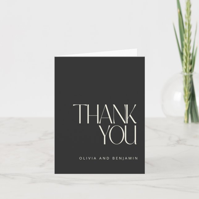 Elegant Classy Black Simple Modern Custom Thank You Card (Front)