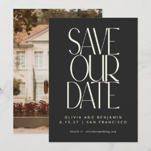 Elegant Classy Black Simple Modern Trendy Photo Save The Date