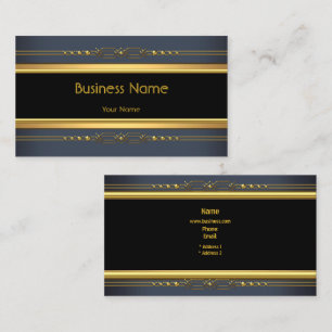 Elegant Classy Black Yellow Gold Charcoal Steel Business Card