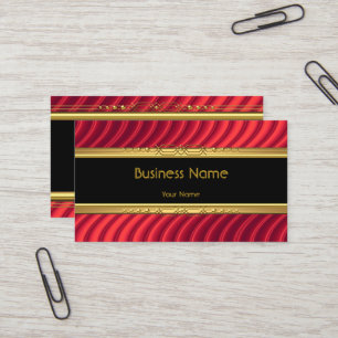Elegant Classy Black Yellow Gold Deep Red Business Card