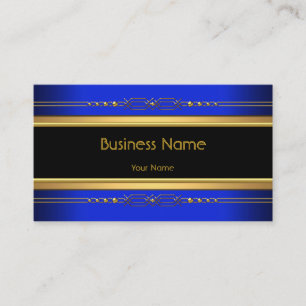 Elegant Classy Black Yellow Gold Royal Blue Business Card