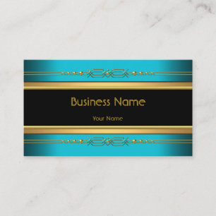 Elegant Classy Black Yellow Gold Teal Blue Business Card