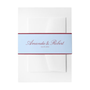 Elegant Classy Blue and Burgundy Wedding Invitation Belly Band