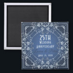 Elegant Classy Blue and Silver Wedding Anniversary Magnet<br><div class="desc">Elegant personalised silver wedding anniversary magnet design featuring an elegant silver border on a gradient blue background. The text is fully customisable.</div>