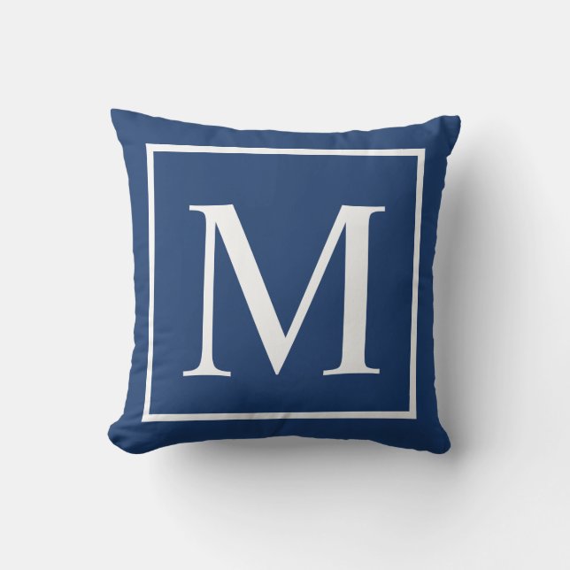 Elegant Classy Blue Customise monogram Cushion (Front)