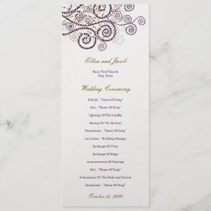Elegant Classy Boho Purple Spirals Wedding Program Programme