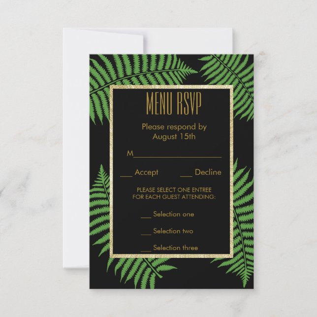 Elegant Classy Bracken Wedding Menu RSVP (Front)