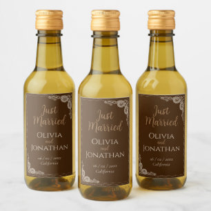 Elegant Classy Bronze ornate Wedding Wine Label