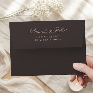 Elegant Classy Brown Wedding Return Address Envelope
