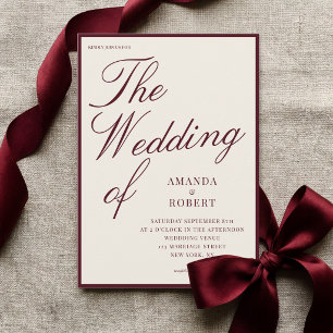 Elegant Classy Burgundy Old Money Wedding Invitation