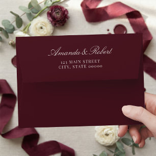 Elegant Classy Burgundy Wedding Return Address Envelope