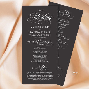 Elegant Classy Charcoal Wedding Ceremony Order Programme