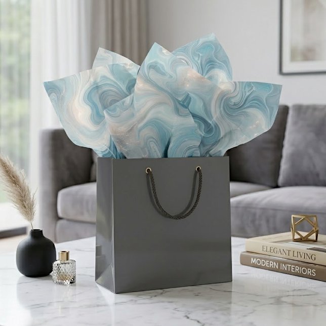 Elegant Classy Chic Grey Blue Marbled Tissue Paper (Creator Uploaded)