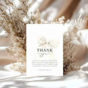 Elegant Classy Chic White Bow Bridal Shower Thank You Card
