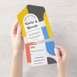 Elegant Classy Colourful Abstract Modern Wedding All In One Invitation